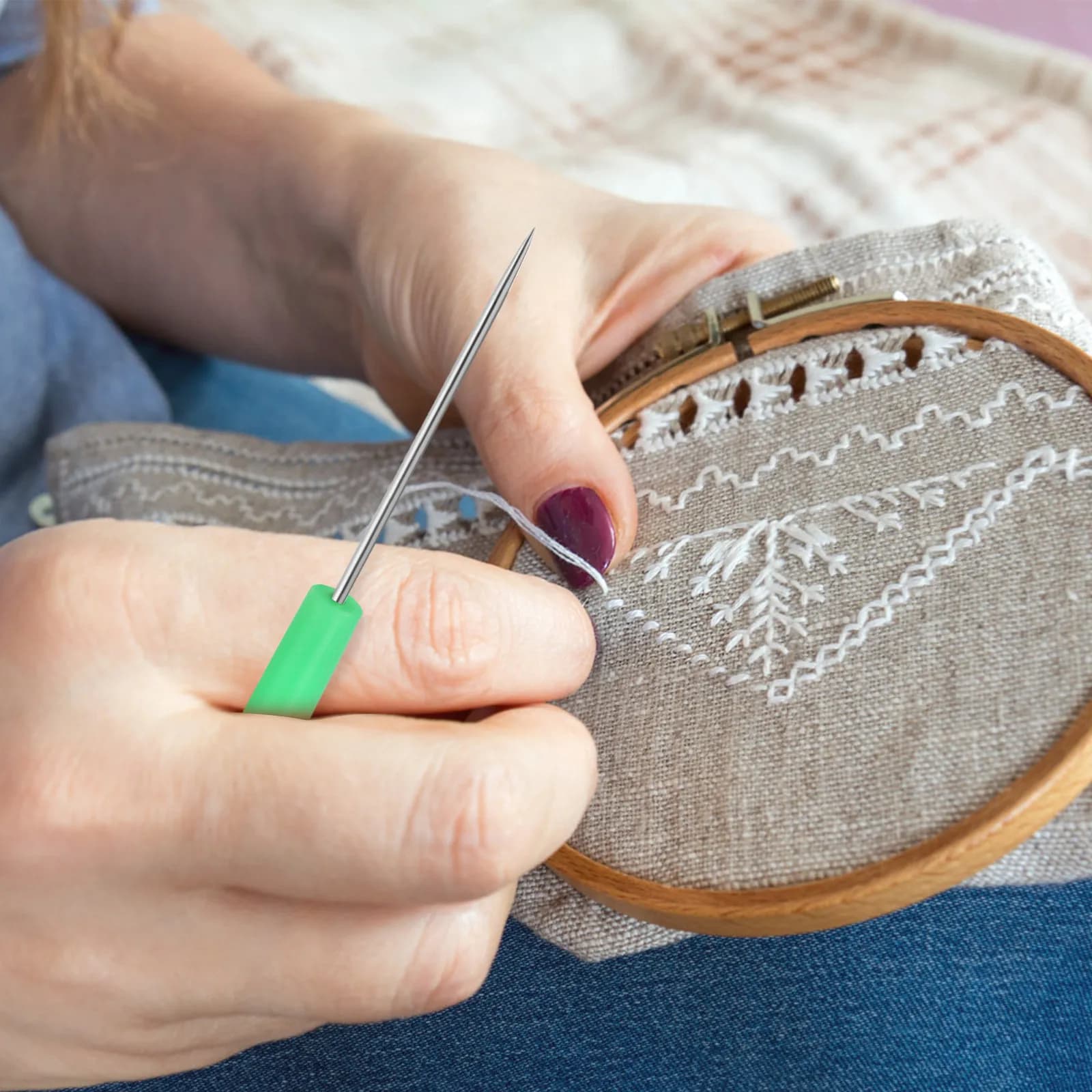 50 Pezzi Puntine da Cucito Robuste Multifunzione, Ago per Forare e Cucire a Mano per Lavorazione del Cuoio e Riparazione Scarpe