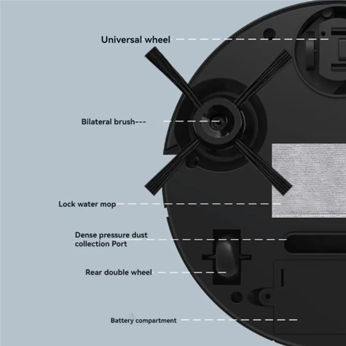 Robot Aspirapolvere Intelligente HIWS con Forte Aspirazione 4000Pa per Pavimenti Duri, Peli di Animali e Tappeti, Colore Nero