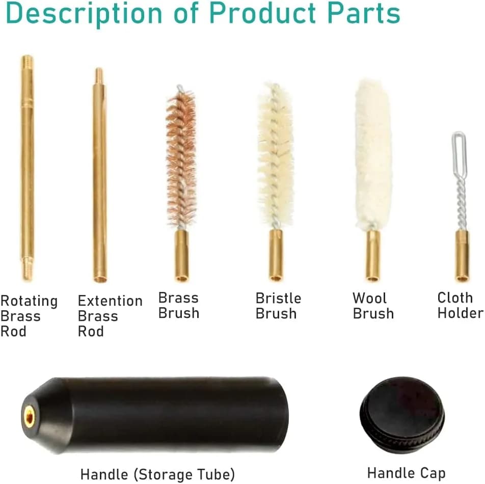 7 pezzi/set pistole kit di pulizia da 9 mm spazzola per asta di pistola strumenti di pulizia professionali set di strumenti di pulizia