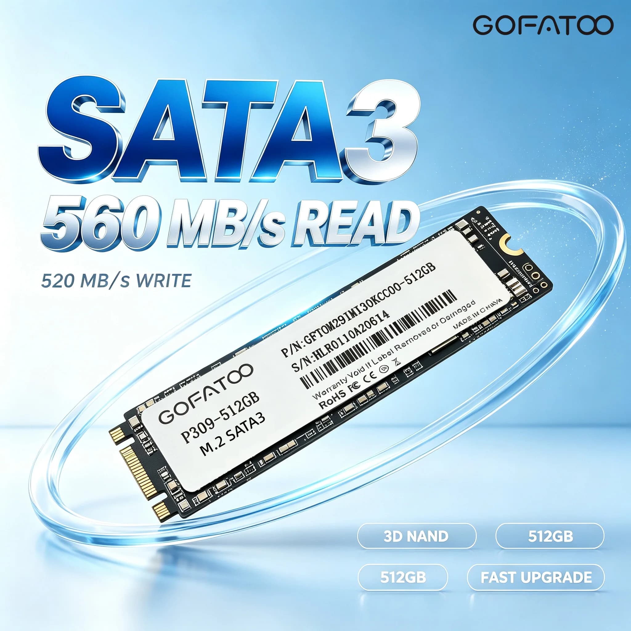 GOFATOO M.2 2280 NGFF SATA III SSD 560MB/s Internal Solid State Drive For Laptop Desktop PC 128GB 256GB 512GB 1TB 2TB