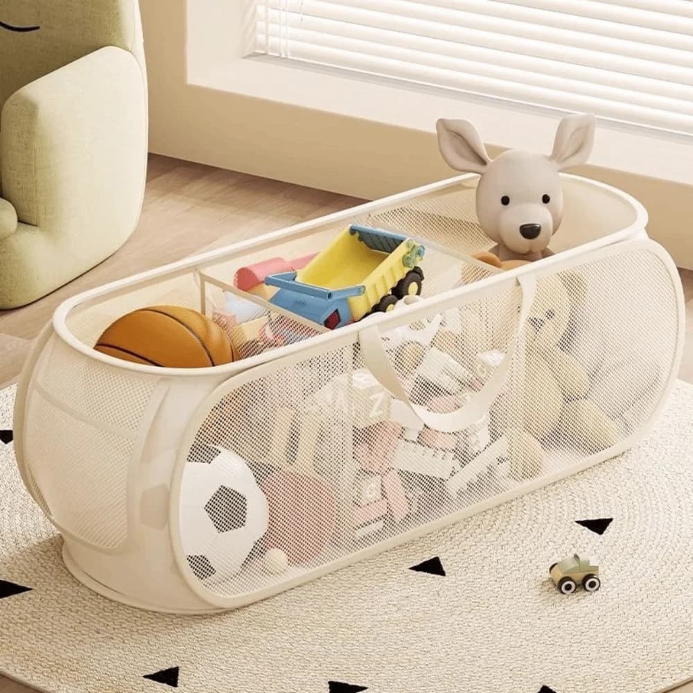 New Sub Block Design Doll Storage Basket with Handle Large-capacity Storage Bucket Side Pocket Laundry Basket Laundry Supplies