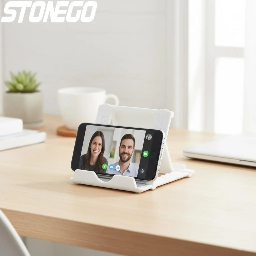 Supporto pieghevole da scrivania per telefono, compatibile con iPhone Xs Max, Huawei P30, Xiaomi Mi 9, treppiede portatile per cellulare