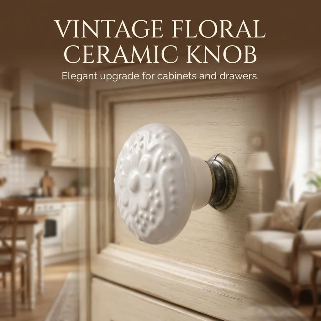 Ceramic Single Hole Cabinet Knob With Colorful Floral Pattern Smooth Durable Drawer Pull For Kitchen Bathroom Wardrobe Doors