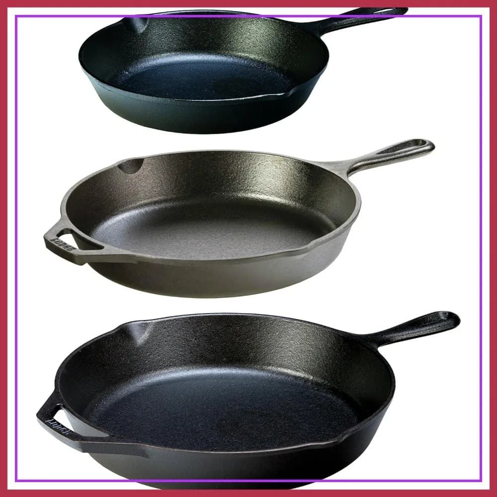 Set di Padelle in Ghisa Temperata: 12, 10,25 e 8 Pollici, Set di 3 Pezzi