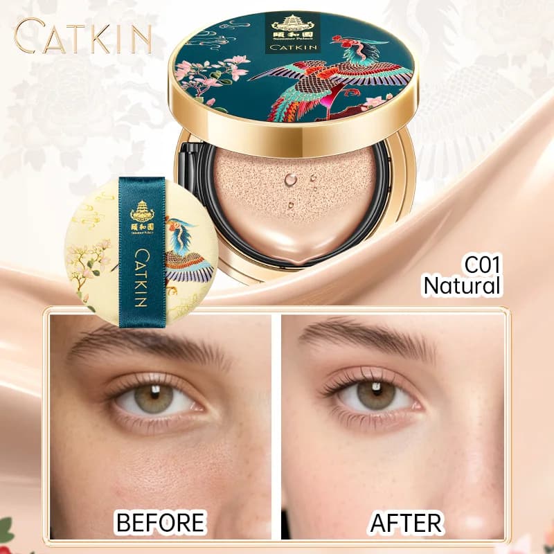 Catkin Phoenix Cushion Foundation Copertura Totale, Finitura Satinata Leggera, Ricarica Inclusa, Beige Chiaro