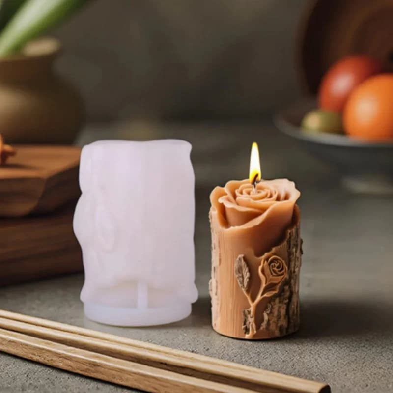Stampo in silicone per candela per aromaterapia con ceppo di rosa 3D Stampo per colata in resina di gesso con bocciolo di rosa creativo fai-da-te Accessori per fragranze per la casa
