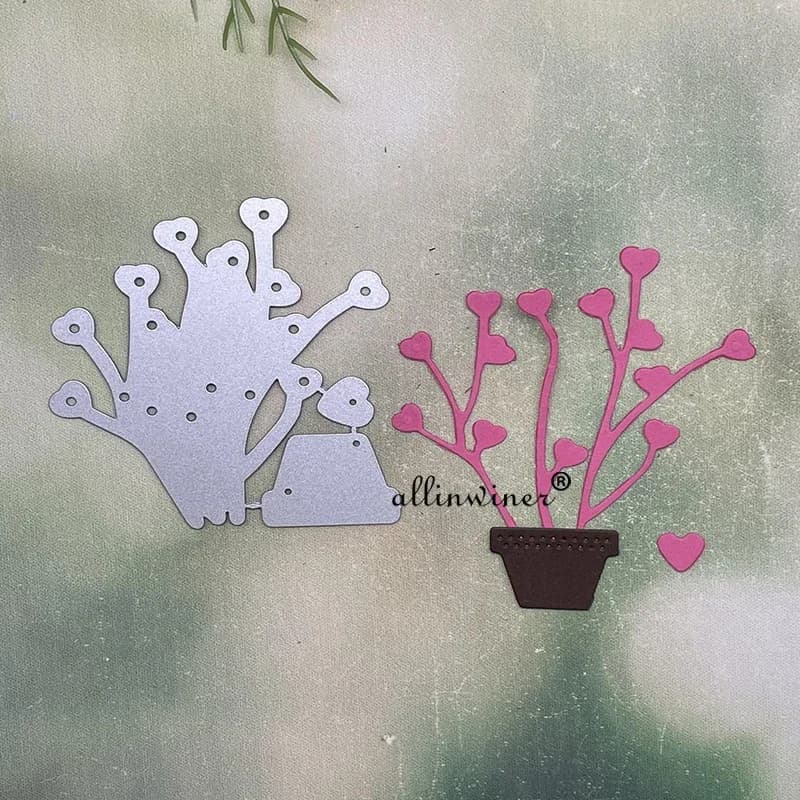 Fustelle in metallo a forma di piante in vaso per scrapbooking, album, biglietti e goffratura fai da te