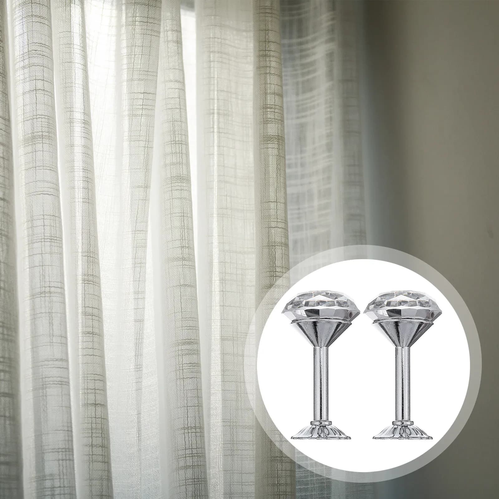 1 Paio di Ganci per Tende in Cristallo, Ganci Decorativi in Lega Lucida per Appendere Vestiti, Borse, Chiavi, Asciugamani, Eleganti Ganci da Parete per Tende