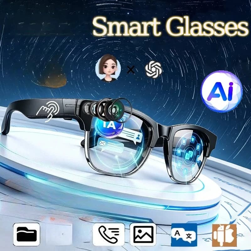 8K HD AI Smart Glasses Translation Hands-Free Calling AI Chat Logging Music Playback Smart Sunglasses for Men Women NEW