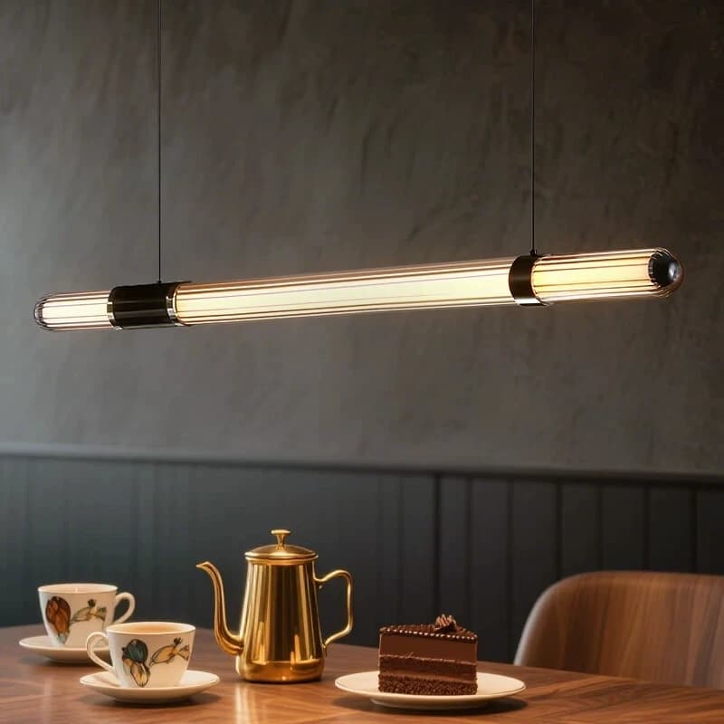 Lampada a sospensione lunga in vetro italiano nordico minimalista e versatile, lampada da tavolo da pranzo, lampada da scrivania da ufficio, lampada a sospensione da caffetteria