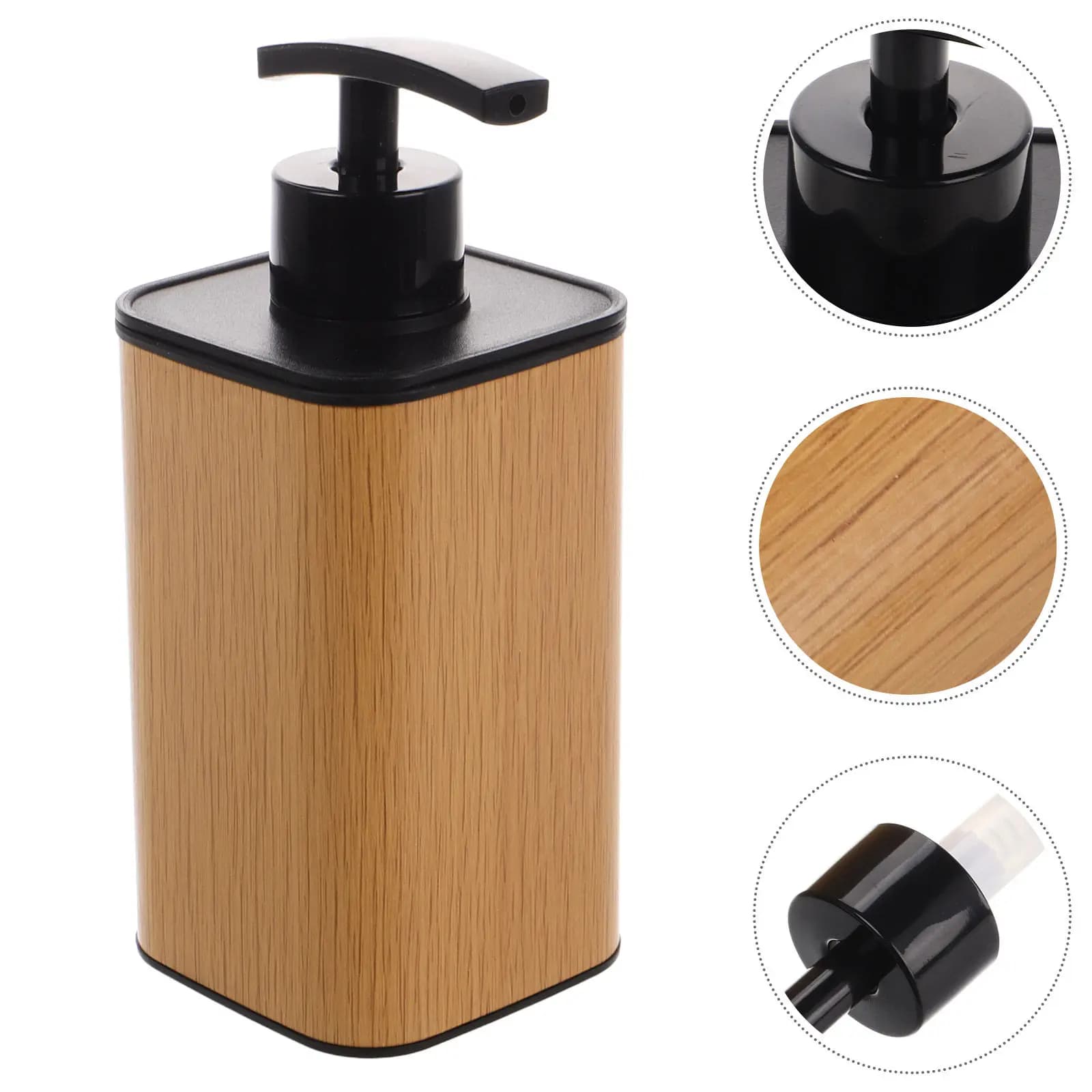 Dispenser di Sapone per Bagno Effetto Legno, Bottiglia per Lozione 380ml Ricaricabile, Flacone per Shampoo con Pompa, Bottiglie Portatili per Sapone Liquido da Viaggio