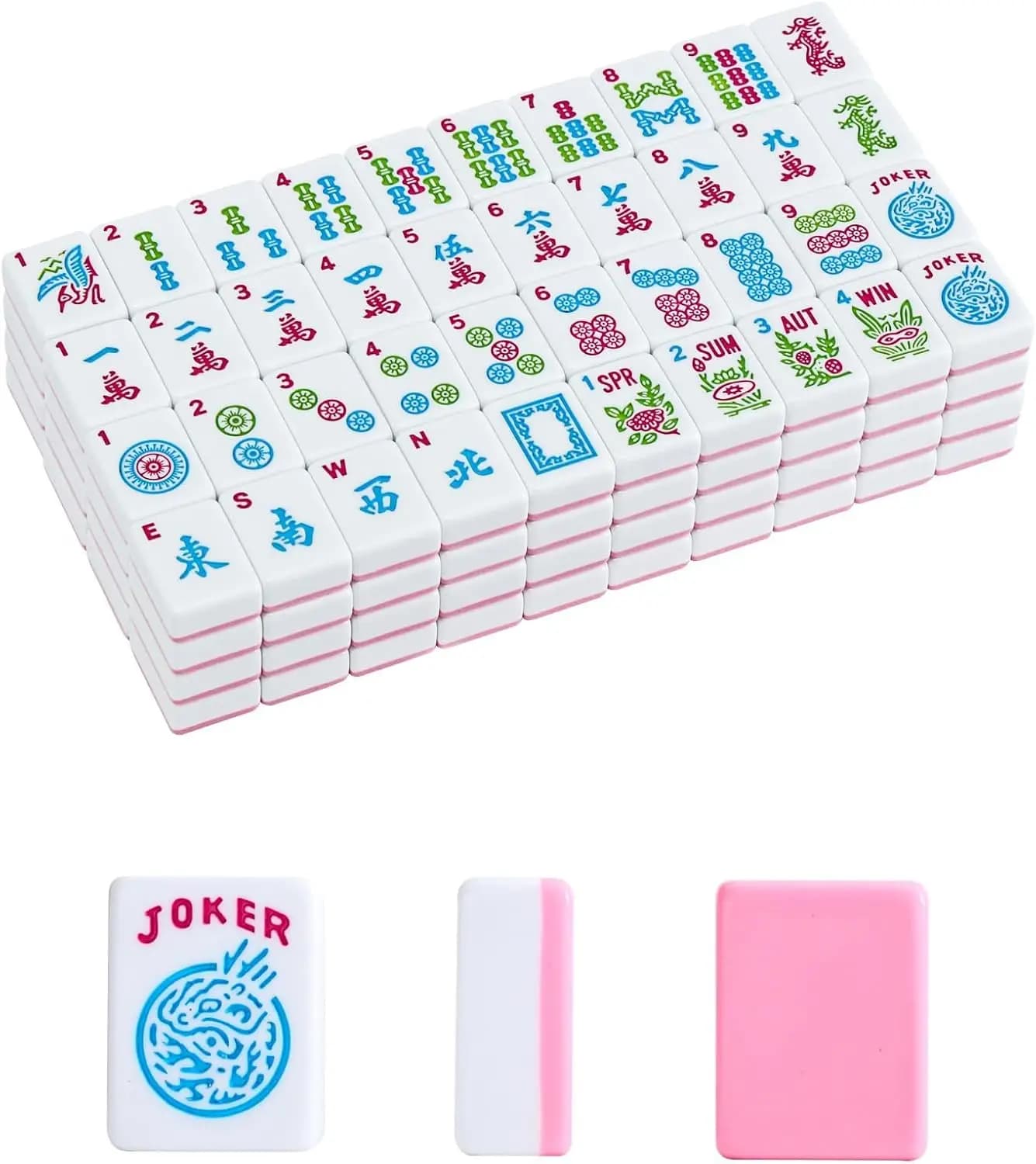 Set di Tessere Mahjong Americano da 1,2 Pollici, 166 Tessere Rosa - Solo Tessere, Senza Supporti o Accessori
