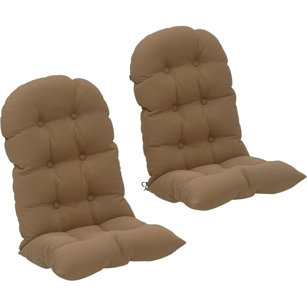 Set di 2 cuscini per sedie da giardino con schienale alto e lacci, cuscini antiscivolo per sedie Adirondack, colore kaki
