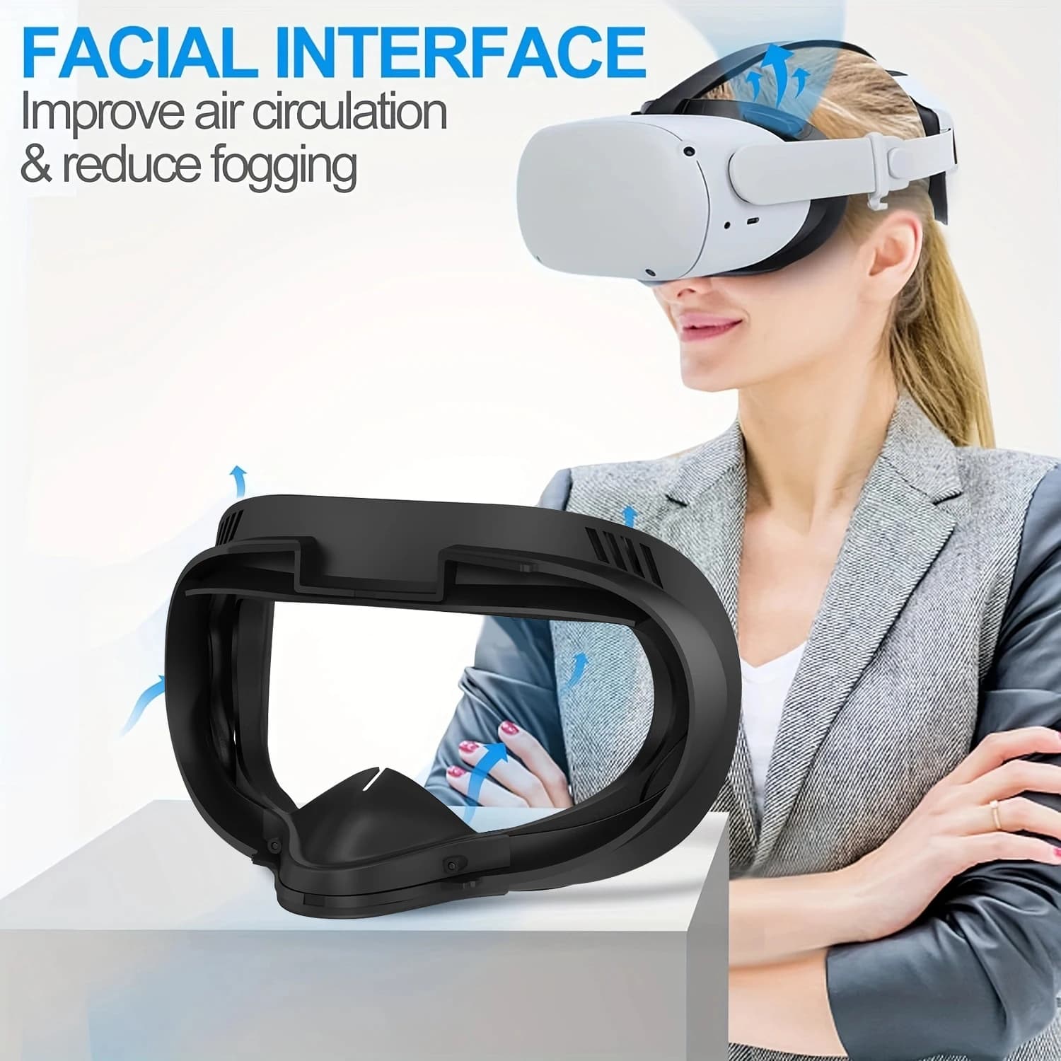Accessori per staffa di interfaccia facciale a forma 3D allargato di ricambio in pelle PU per Oculus Quest 2 Cuscinetto per il viso traspirante per protezione del sudore