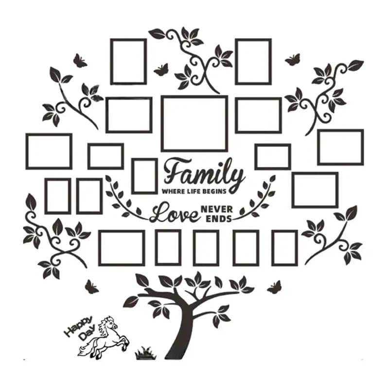 Set ABVJ-1 per Decorazione Murale Fai-da-Te, Adesivo Decorativo per Albero Genealogico, Cornici 3D per Collage, Decorazione per Soggiorno