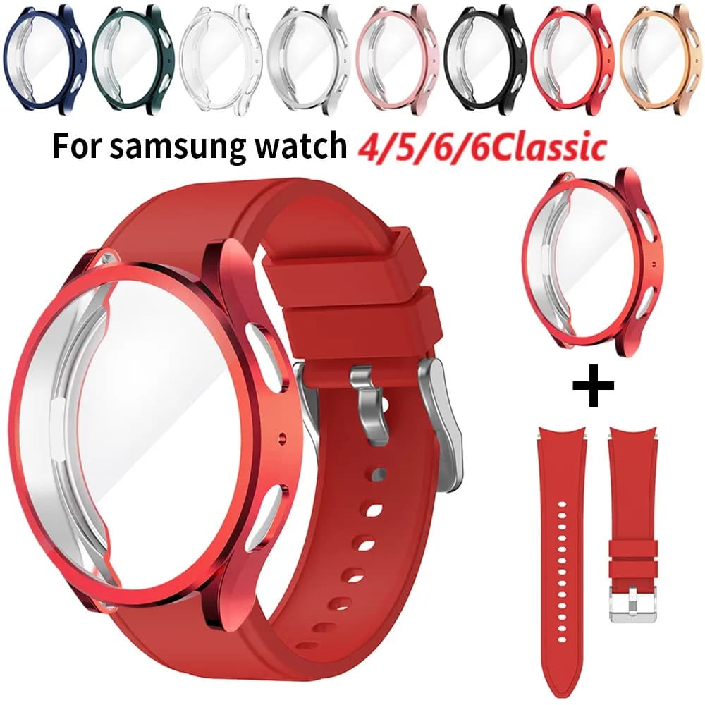 Custodia protettiva + cinturino per Samsung Galaxy Watch 4/5/6 40mm 44mm custodia morbida in TPU + bracciale per Samsung Galaxy Watch 6 Classic 43mm 47mm Silicone Strap