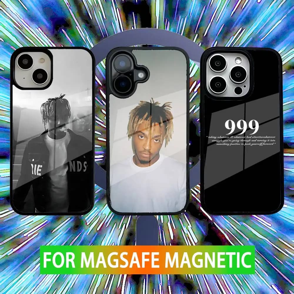 Custodia per telefono J-Juices 999 W-Wrld Rapper per iPhone 16,15,14,13,12,11,Pro,Max,Plus,Mini,SE Nuova ricarica wireless magnetica Magsafe
