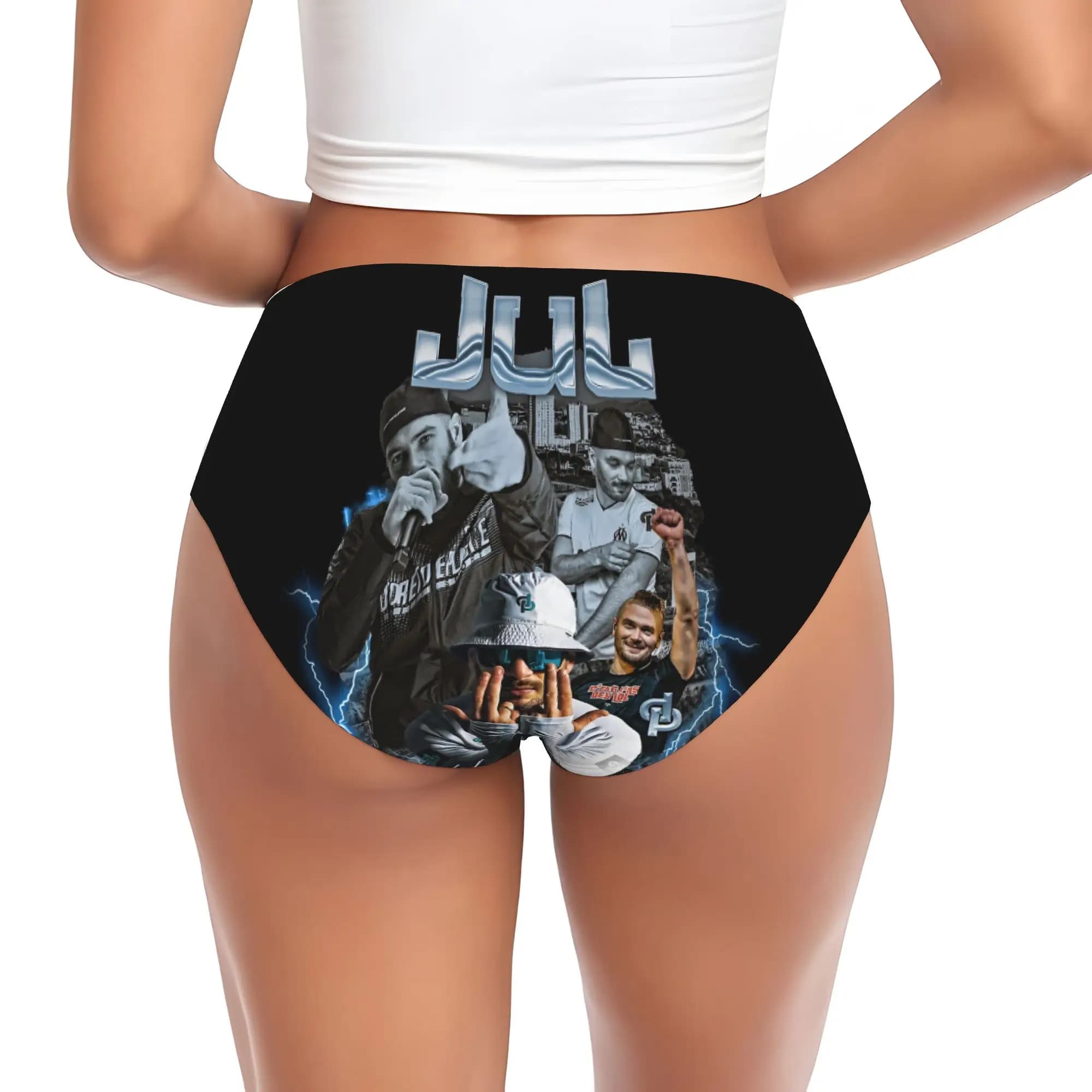 Slip da donna personalizzati J-Juls Hip Hop con motivo a gesto, comodi, stile cantante francese