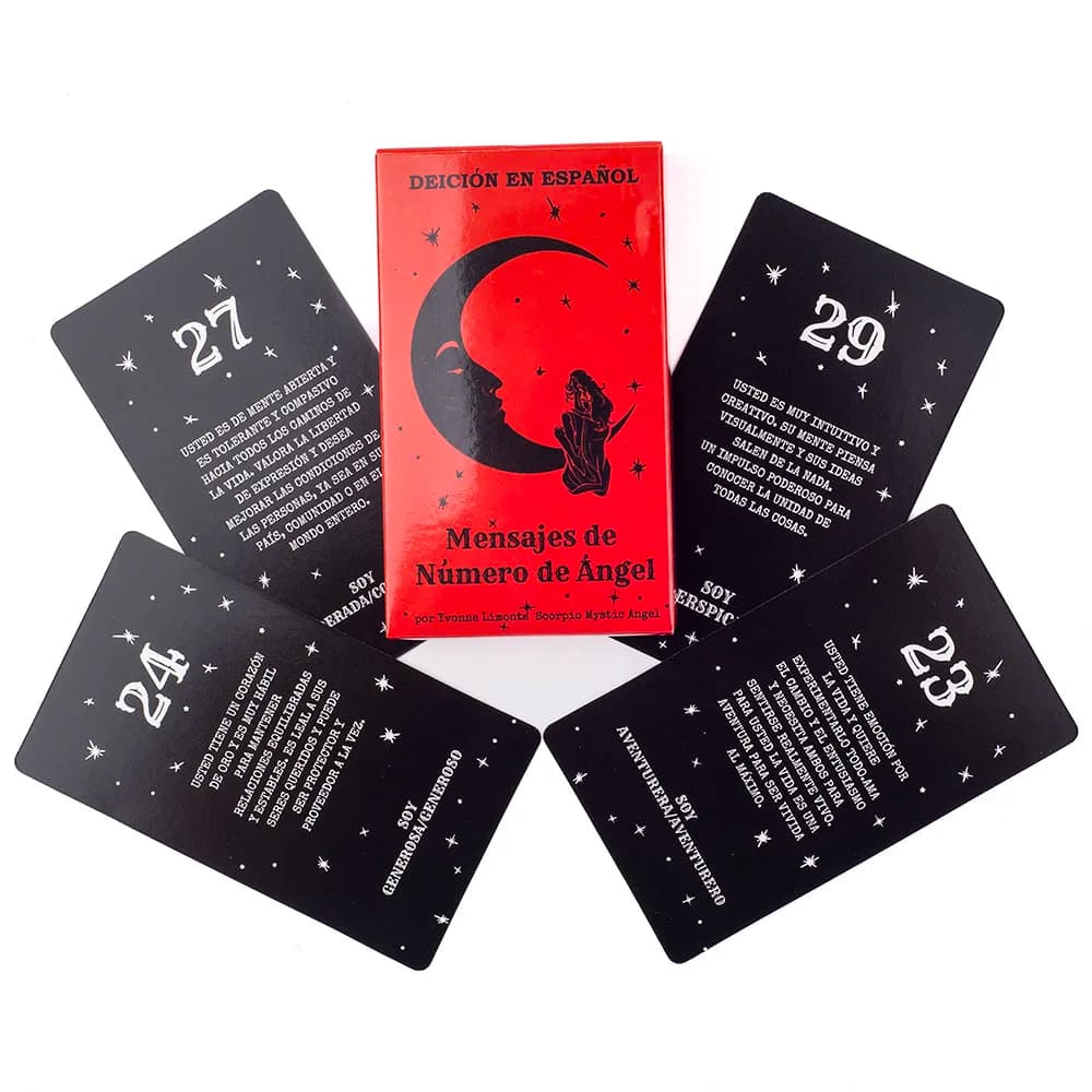 Mensajes de Número de Ángel 54 Pezzi Versione Spagnola Carte dei Tarocchi per Divinazione del Destino Giochi di Carte per la Predizione del Futuro Gioco da Tavolo per Feste 10.3*6CM
