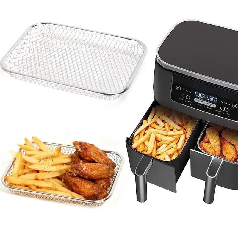 Square basket often for air fryer, stainless steel oven basket, non-stick mesh basket, air fryer tray, metal mesh basket