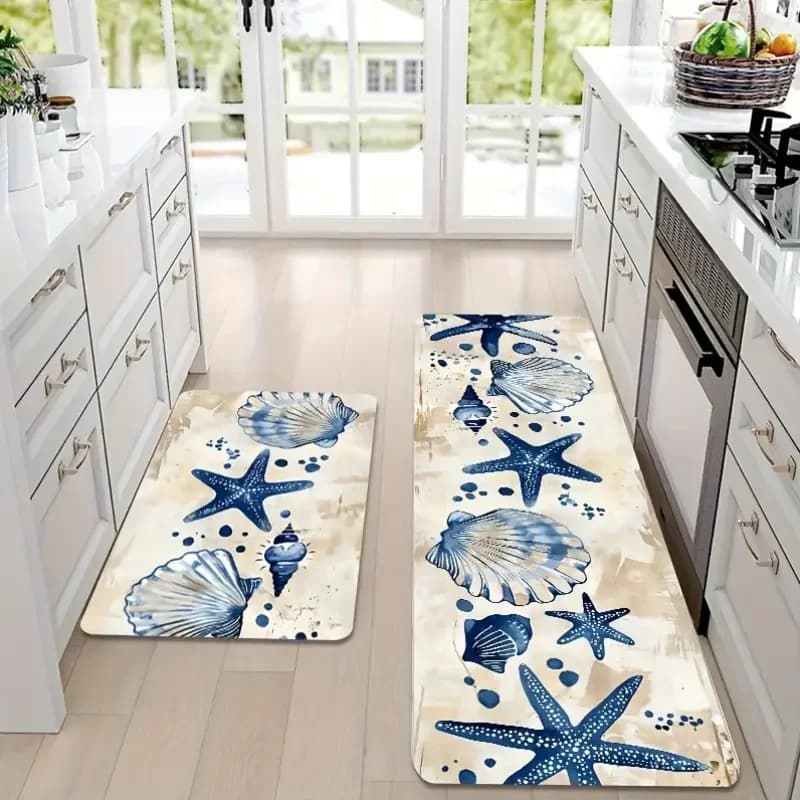 Spiaggia Mare Stella Conchiglia Tappetino da cucina Ingresso di benvenuto Zerbino Decor Corridoio Balcone Lavanderia Tappeti Bagno Tappetino antiscivolo