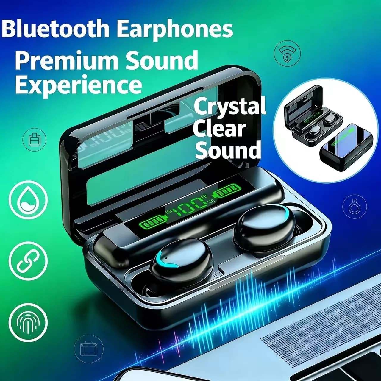 2026New F9 TWS wireless headphones, Bluetooth 5.0 F9 headphones, sports headphones, stereo headphones with digital LED display