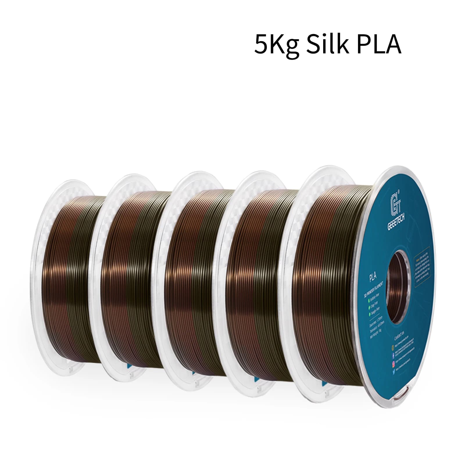GEEETECH Filamento PLA di seta 3D da 5 kg Precisione dimensionale della superficie lucida da 1,75 mm +/- 0,02 mm Confezione sottovuoto ordinata