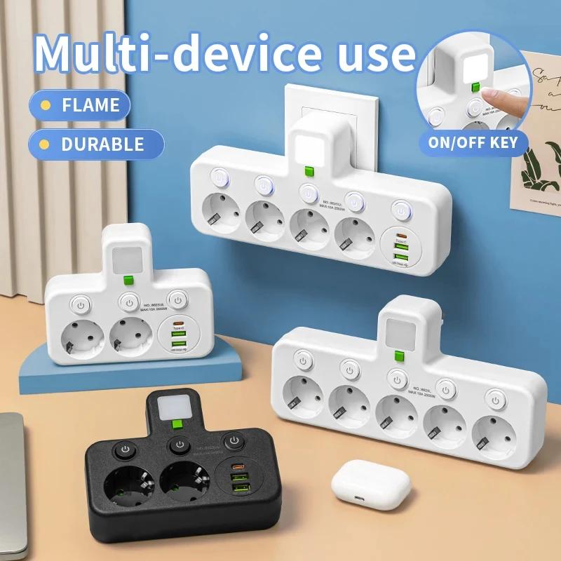 EU socket 5 sockets Electric socket No extension cable With or without USB ports Type-C Two specifications