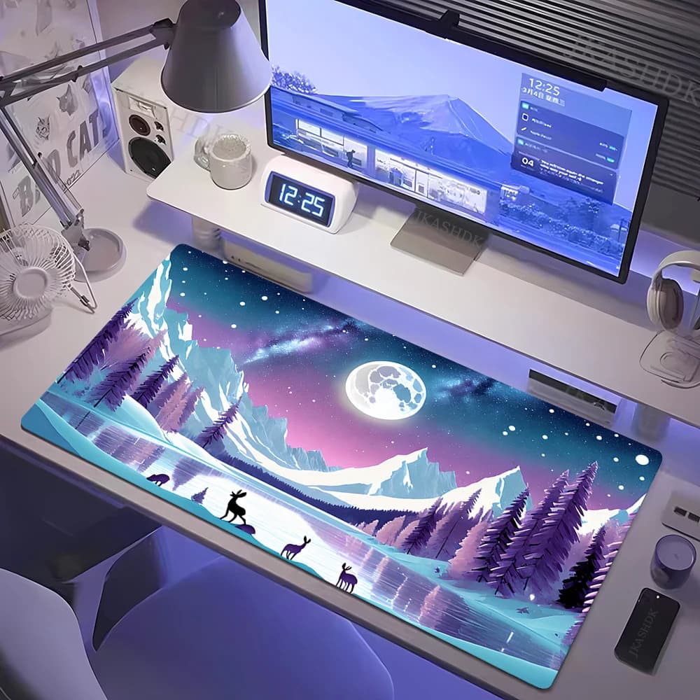 Nuovo Tappetino per Mouse XXL HD con Scenari di Tramonto Anime Giapponese, Tappetino da Gaming in Gomma Naturale Morbida per PC