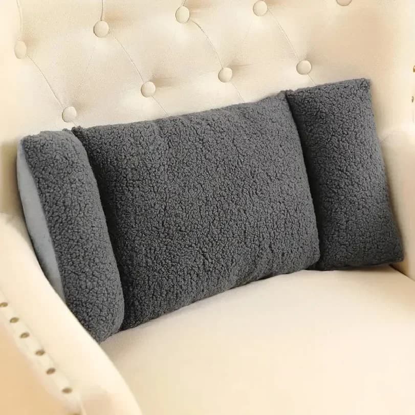 Cuscino Lombare Ergonomico a 3 Segmenti in Pile, Supporto per la Schiena per Casa, Auto, Ufficio, Comodo Cuscino Multifunzionale per la Vita