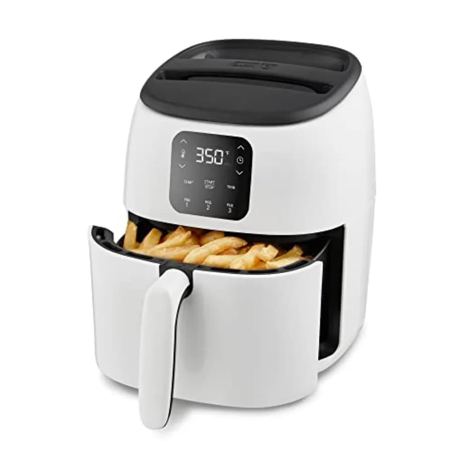 Friggitrice ad aria digitale compatta con spegnimento automatico - Friggitrice bianca da 2,6 litri per piccoli spazi - Tecnologia digitale Tasti-Crisp AirCrisp