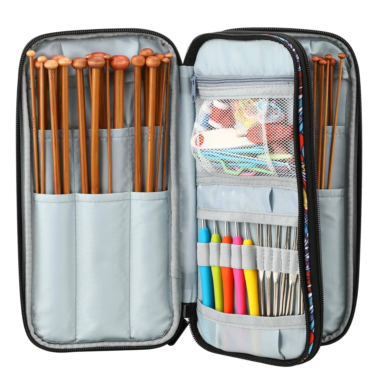Borsa portaoggetti vuota per uncinetto da 25 cm Borsa portaoggetti per strumenti per accessori per ferri da maglia per tessitura a mano fai-da-te