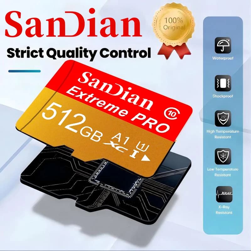 Premium Memory Card 512GB 256GB 64GB TF Cards SD Cards Micro TF SD Card Waterproof Class 10 for Laptop/Desktop/Drone