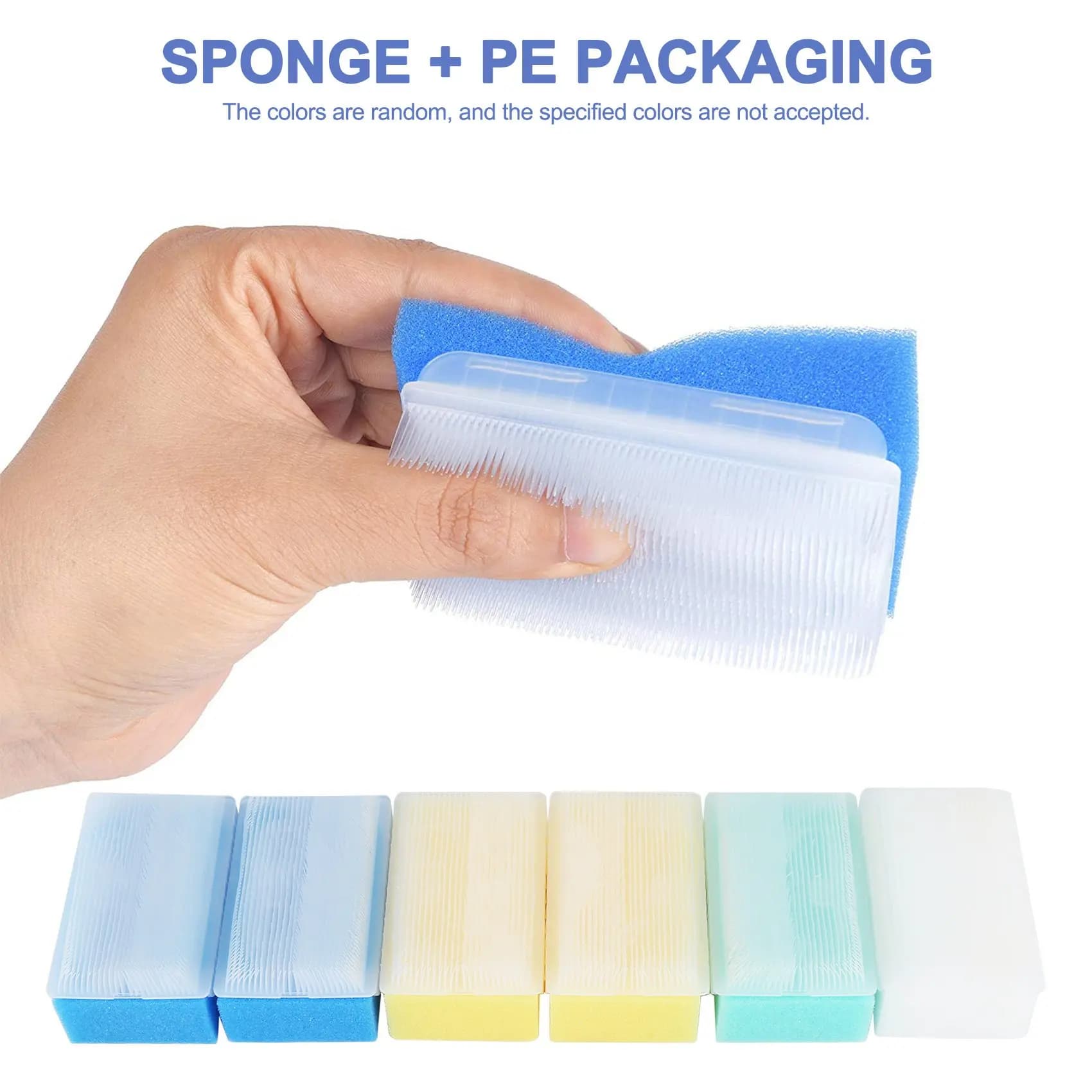 AINY-Baby Bath Sponge (6 Pieces) Soft Foam Washer With Cradle Cap Brush Body,Hair And Scalp Clean Gentle Baby Sensory Brush Bath