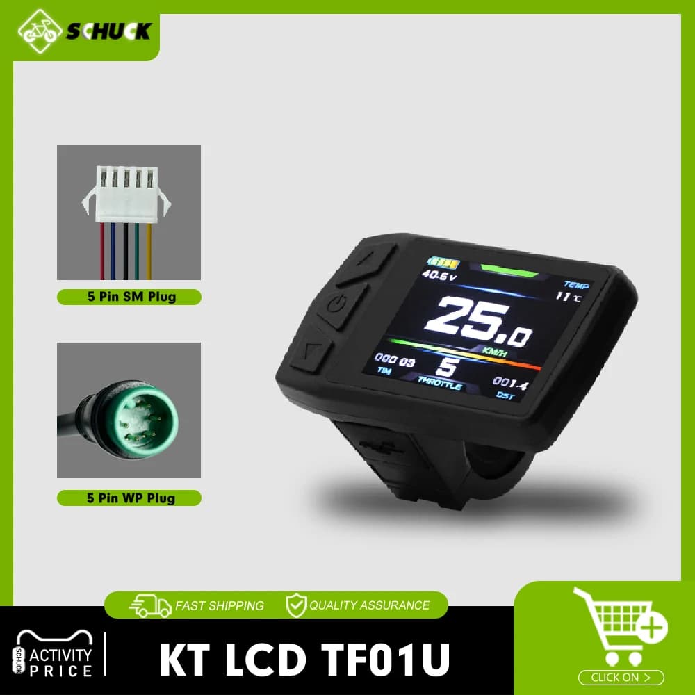 Display Ebike KT Nuovo display colorato intelligente LCDTF01U 24V36V48V Spina SM/WP con misuratore intelligente USB per display KunTeng