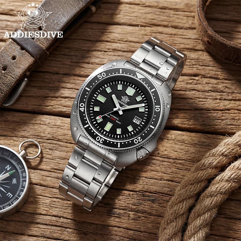 ADDIESDIVE AD2524 Orologi automatici in zaffiro 200M Impermeabili in acciaio inossidabile con rivestimento AR Orologio subacqueo meccanico luminoso per uomo