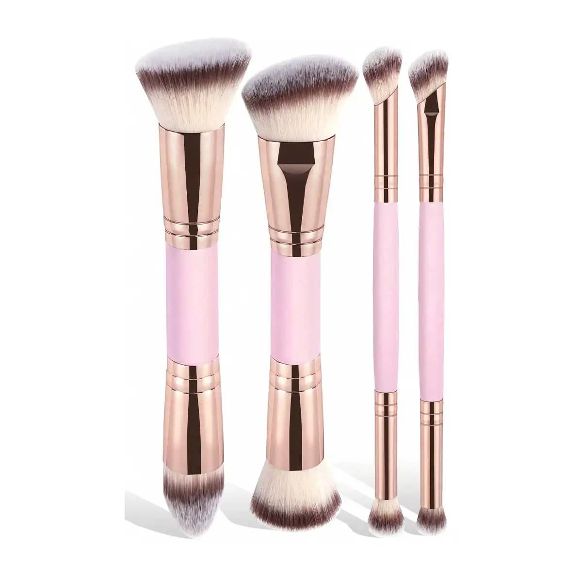 Set of 4-piece basic makeup brushes with box Double-end foundation Details for powder for shading brushes Travel for beginners