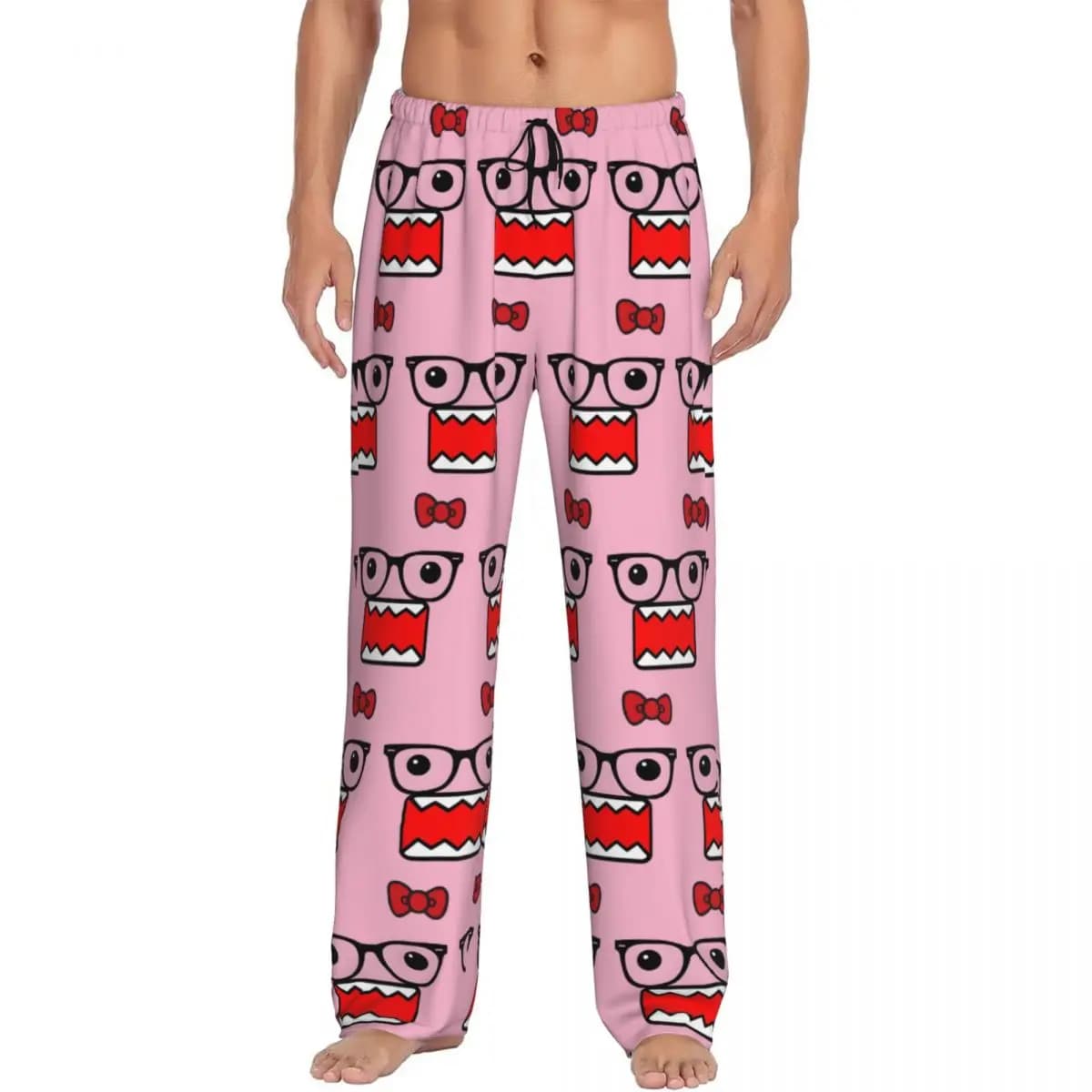 Pantaloni da pigiama Domo Kun personalizzati da uomo Anime Lounge Sleep Pantaloni da notte elasticizzati con tasche