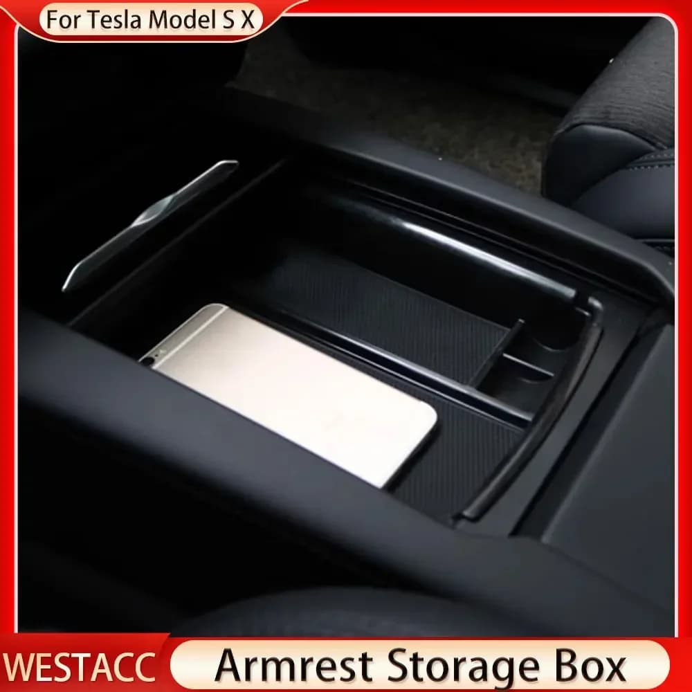Per Tesla Model X Model S 2016 -2020 bracciolo scatola vassoio portaoggetti custodia organizzatore supporto console centrale stivaggio accessori interni