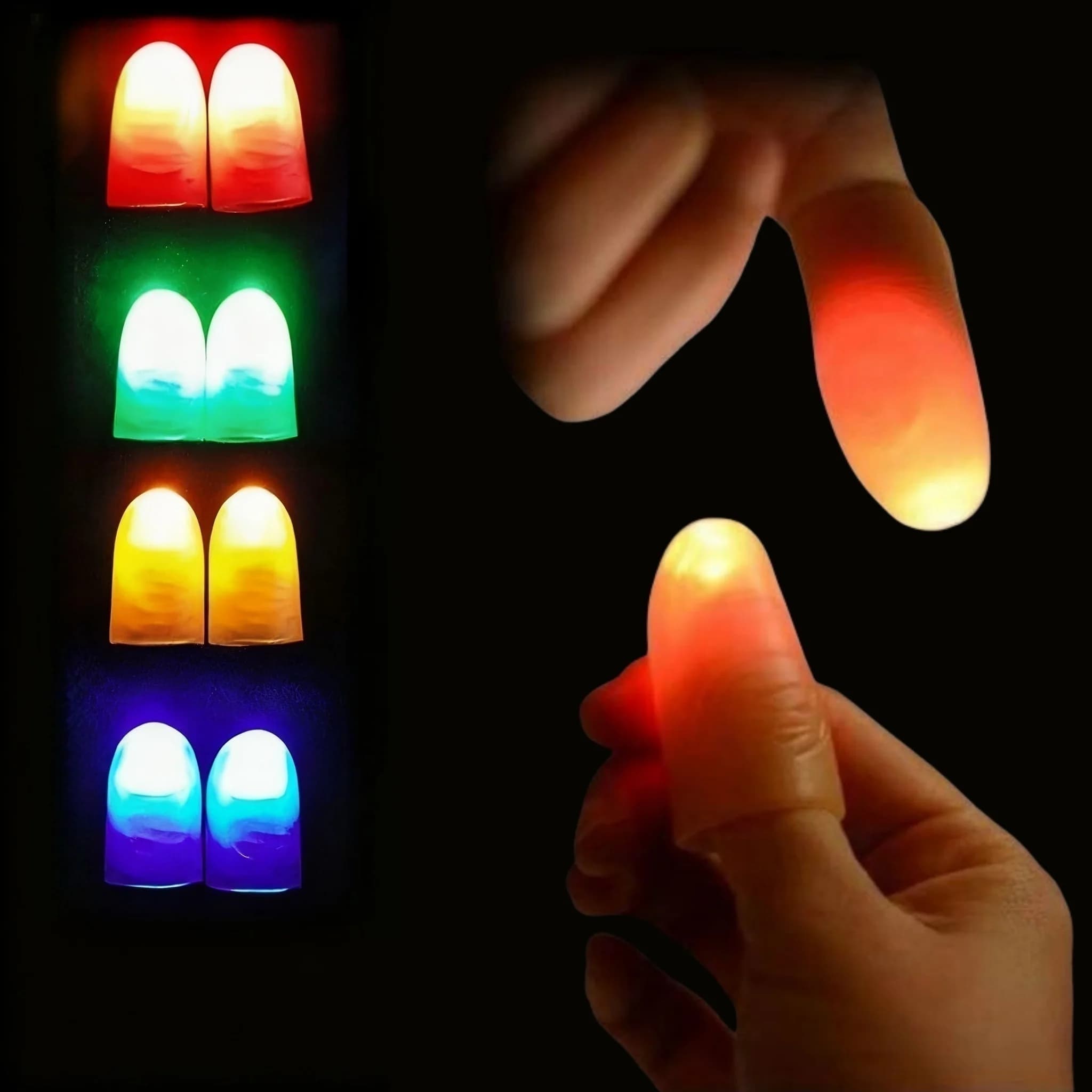 1/5pcs Falso Pollice Punta Illumina Dito Trucco Magico Close-Up Novità Giocattoli Divertenti Scherzo Puntelli per Divertimento Del Partito LED Glow Festival Regalo