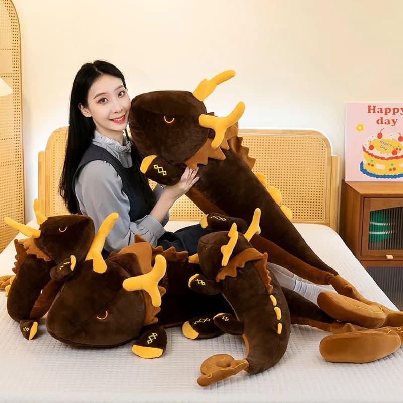 Grande Genshin Dragon Body Pillow Sedia da gioco Cuscino imbottito Anime Zhongli Dragon Body Pillow Kawaii Cuscino da pavimento Decorazioni per la casa