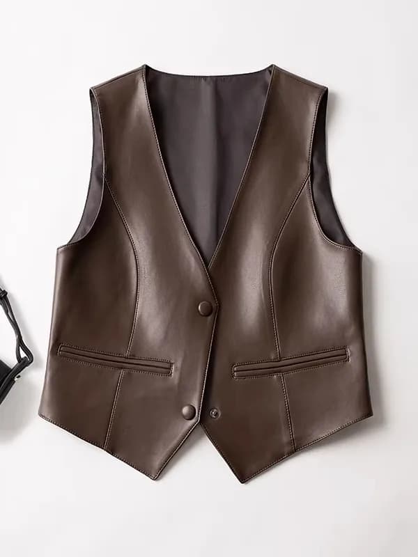 Gilet Corto in Vera Pelle alla Moda per Donna, Giacca in Pelle di Pecora Elegante e Resistente al Vento per Signore di Bassa Statura