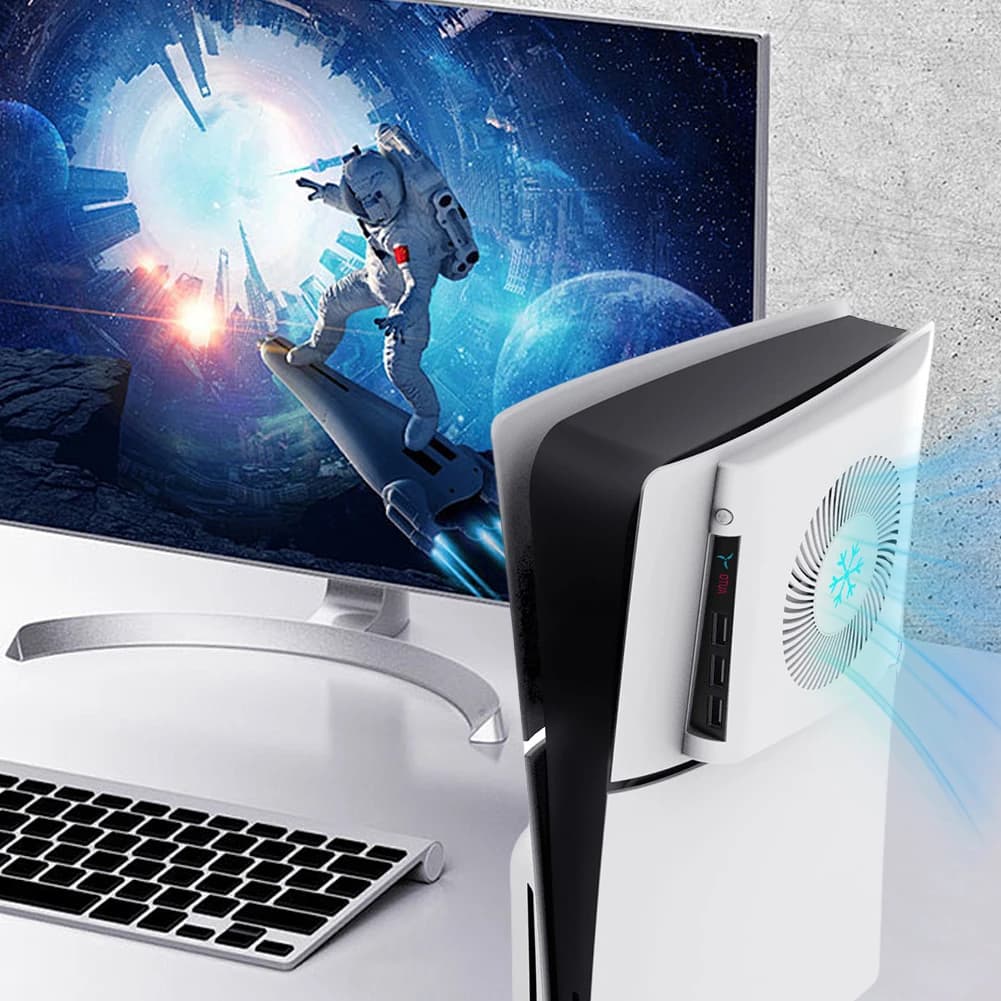 Per PS5 Slim Console Ventola di raffreddamento Ventola di raffreddamento montata lateralmente Console Silenzioso Dispositivo di raffreddamento Ventola di raffreddamento esterna per PS5 Slim Accessori