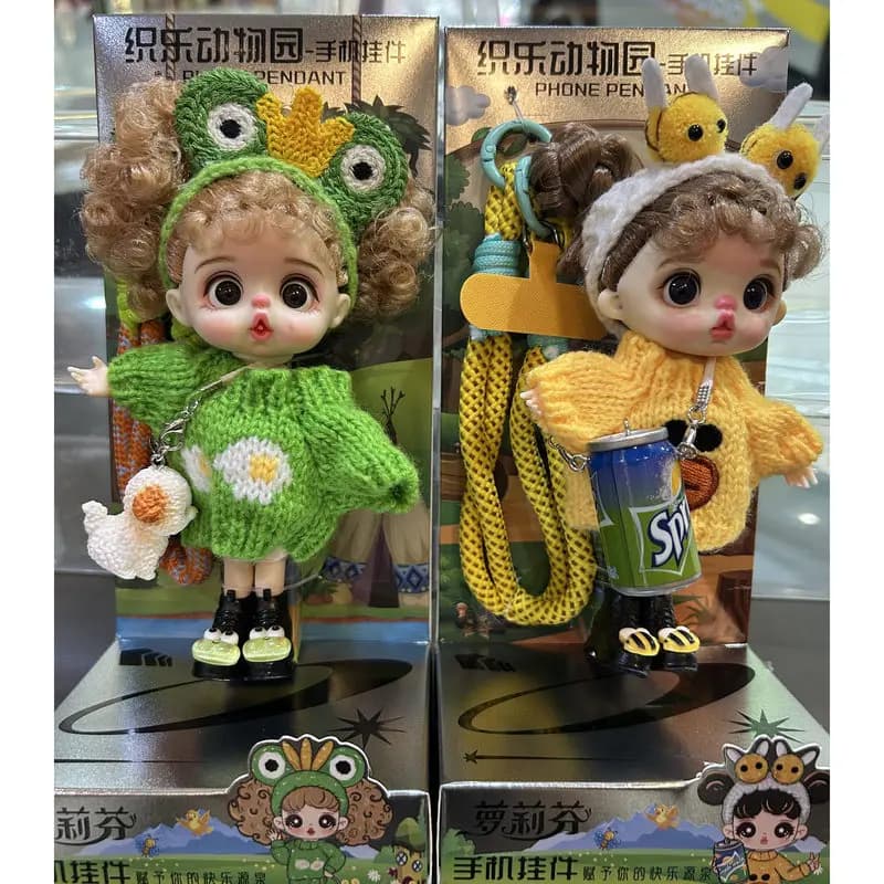 Mini Bambola BJD in Vinile da 14 CM con Vestiti Intercambiabili in Maglia, Grazioso Ciondolo per Telefono, Regalo di Compleanno Perfetto per Ragazze
