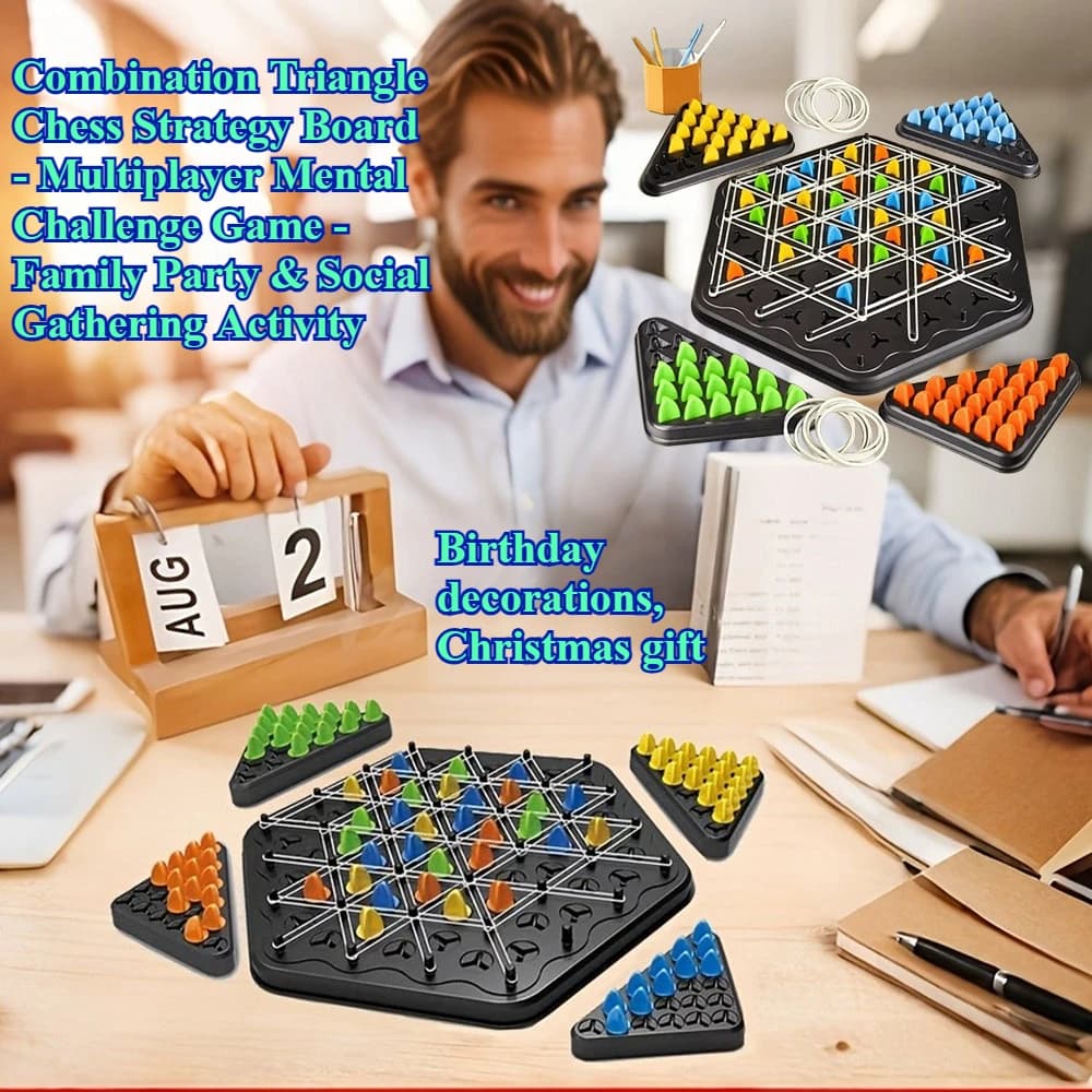Triangle Chess Strategy Board Game Set - Multiplayer Mental Challenge Family Party & Social Activity, Enhances Analytical Skills