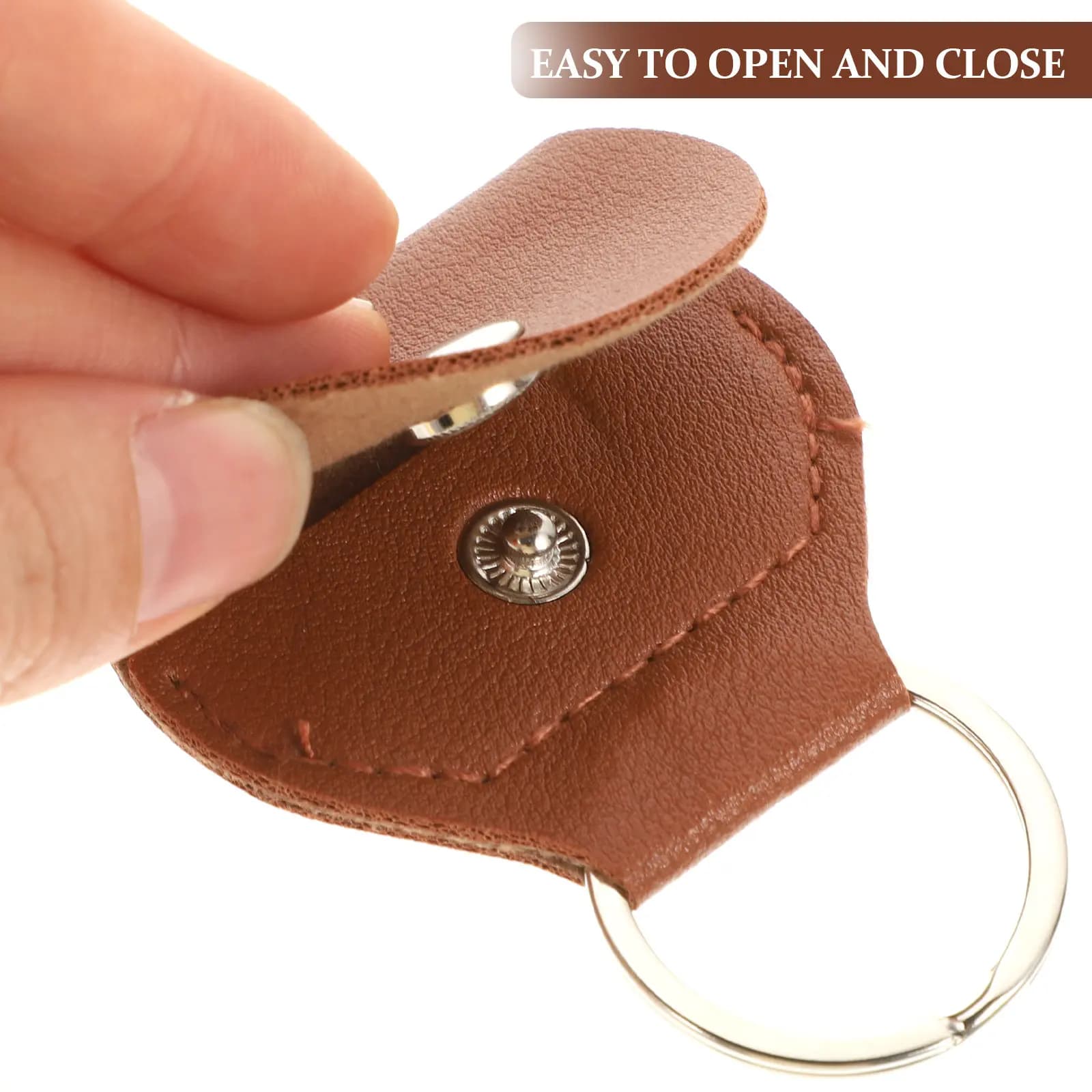 Set di 1 Porta Plettri per Chitarra in PU, Portachiavi Portatile, Organizzatore Compatto per Accessori di Chitarra, Basso e Ukulele