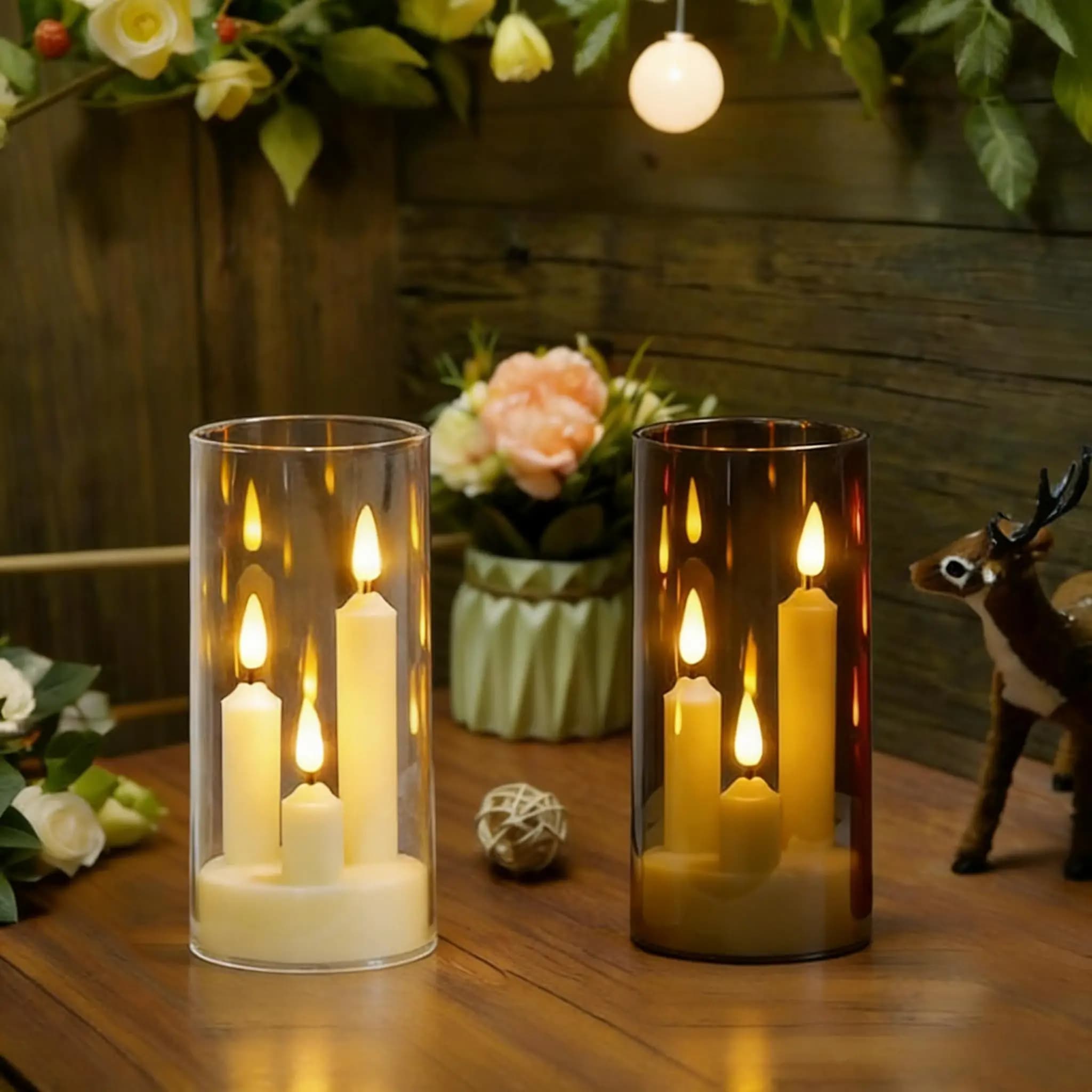 Candele a LED senza fiamma 3 in 1, alimentate a batteria, con paralume in acrilico, candele a pilastro a LED per la casa, matrimoni e tavoli.