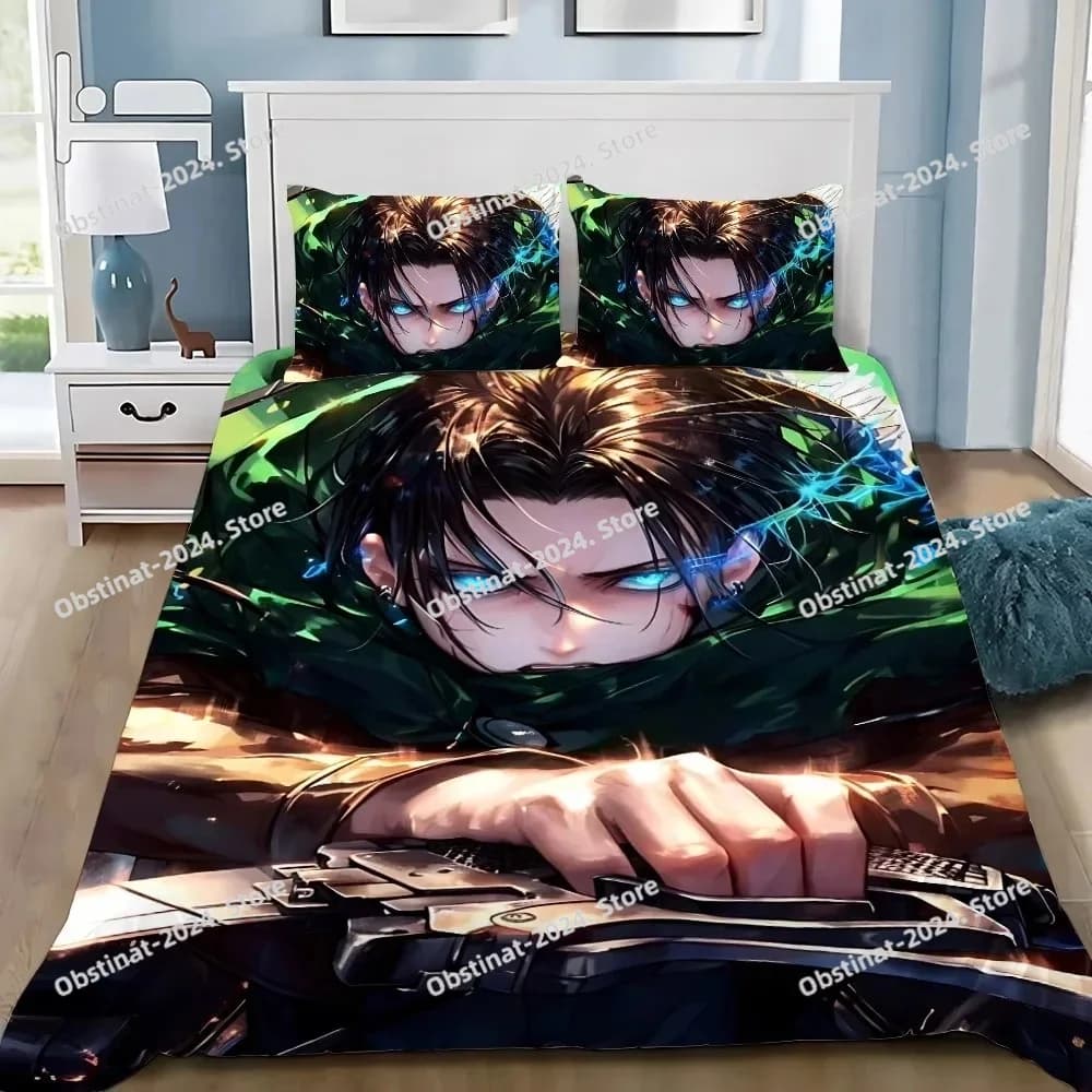 Anime A-Attack On Titan Copripiumino Federa Set di biancheria da letto Adulto Ragazzo Ragazza Decorazione camera da letto Bambini Singolo Doppio Dimensioni Regalo