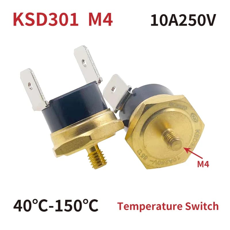 KSD301 M4 Termostato a vite in rame bimetallico 40C-150C Gradi 10A 250V Normalmente chiuso 45C 55C 65C 75C 90C 100C 120C 150C Gradi