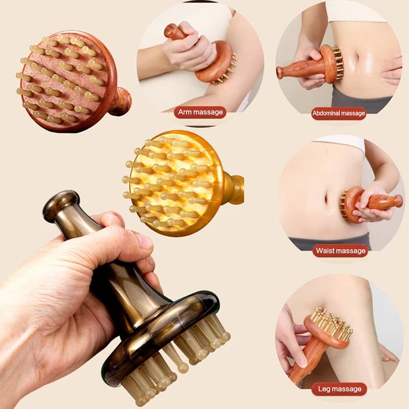 29 Teeth Meridian Brush Wooden Rubber Handle Massage Brush Multipurpose Head Collo Gamba Body Gua Sha Beauty Body Massage Tool